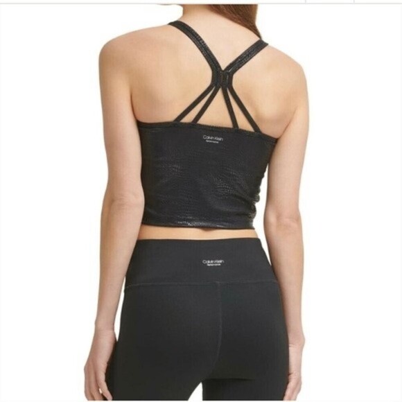NWT Calvin Klein Performance Strappy Back Black Tank Top SZ XS - Picture 2 of 5